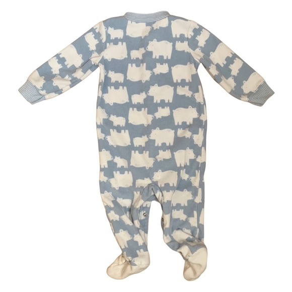 🌟3/$15🌟 Carter’s Light Blue Fleece Sleeper Onesie Bear Print Baby Size 9M - Picture 2 of 5